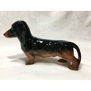 Vintage Beswick Dachshund Black Brown Male Doxie Wiener Dog 9" Figurine England
